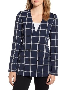 J. Crew Blazer Navy White Window Pane Pattern | Size 4